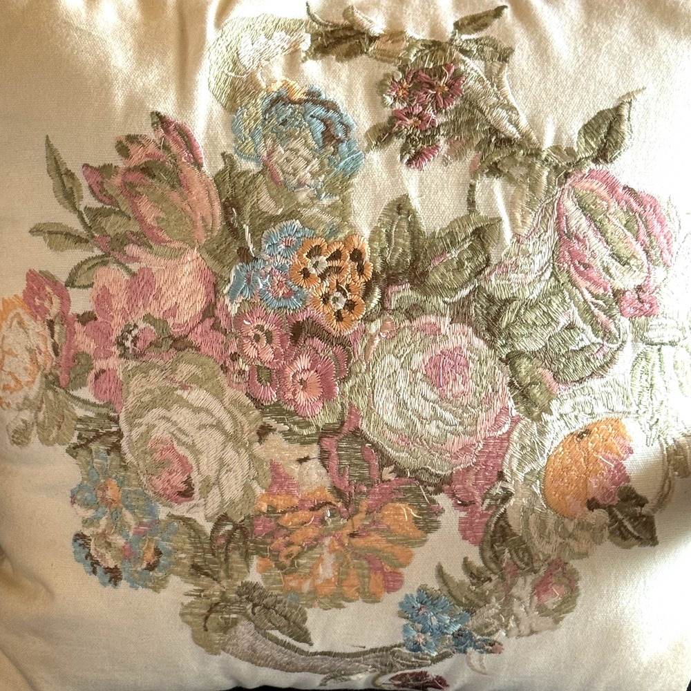 Waverly "Spring Bling" Embroidered Floral Decorative Pillow 15x15 Cottagecore - Picture 2 of 6